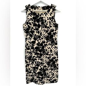 Talbots Dress Black & White‎ Floral Sleeveless Sheath Dress Sz 4
